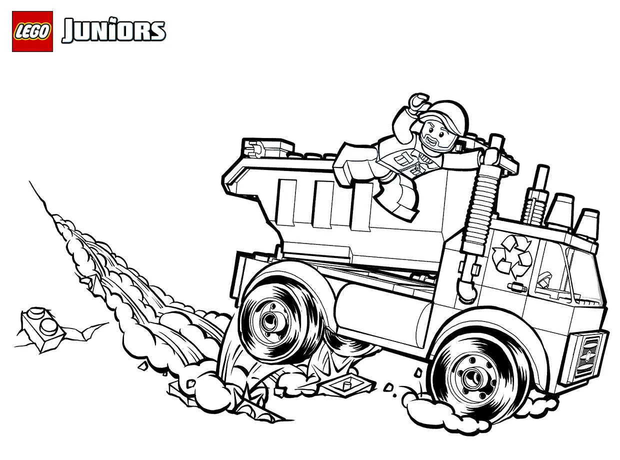 Coloriage Lego Garbage Truck - Lego junior à imprimer