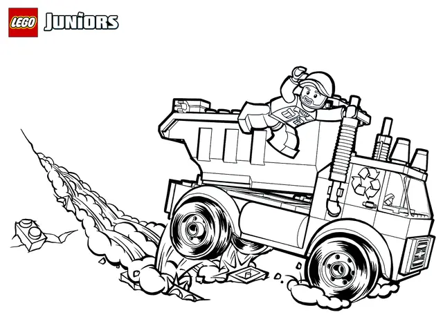 Coloriage Lego Garbage Truck - Lego junior à imprimer