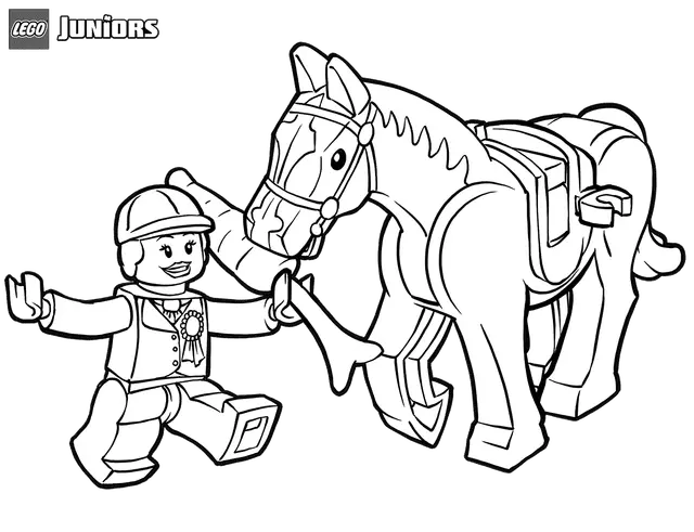 Coloriage Lego Horse And Lego Woman - Lego junior à imprimer