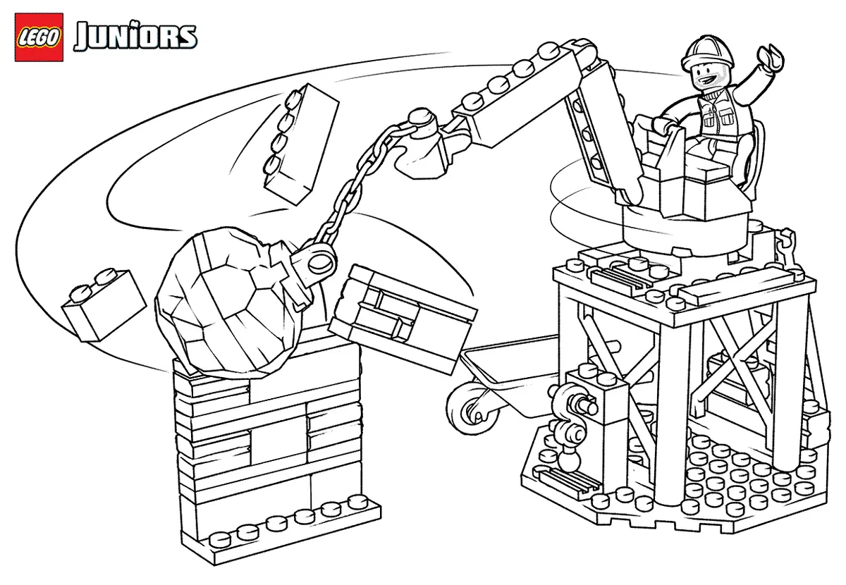 Ausmalbild Lego Juniors Bulldozer-Truck zum Ausdrucken