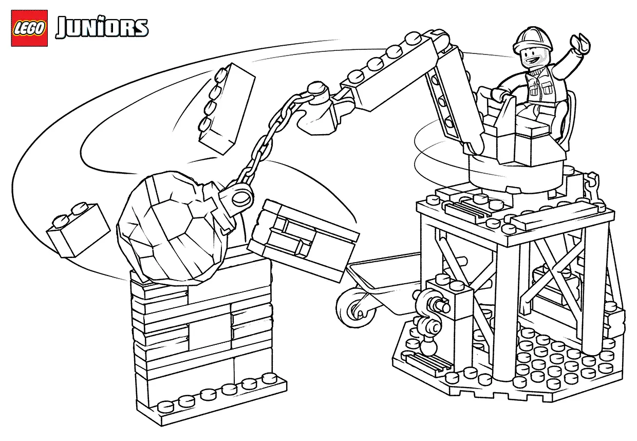 Coloriage Lego Junior Bulldozer Truck - Lego junior à imprimer