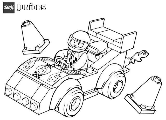 Coloriage Lego Juniors Race Car - Lego junior à imprimer