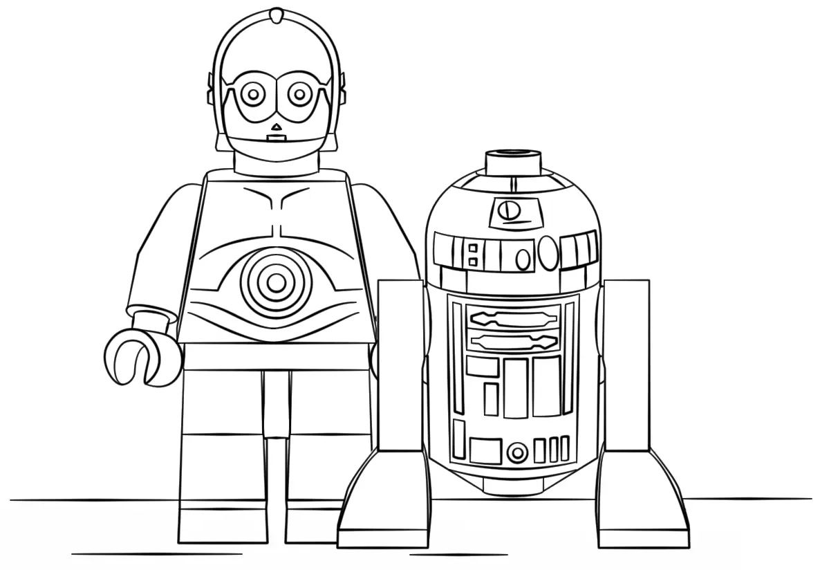Coloriage Lego R2d2 And C3po - Star wars à imprimer