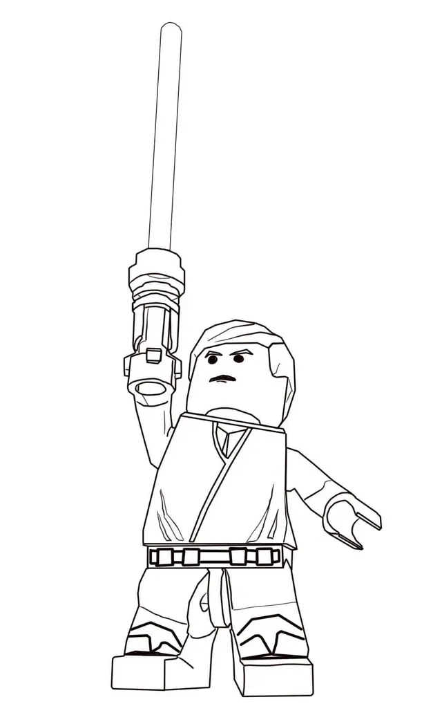 Coloriage Lego Star Wars Luke Skywalker - Star wars à imprimer
