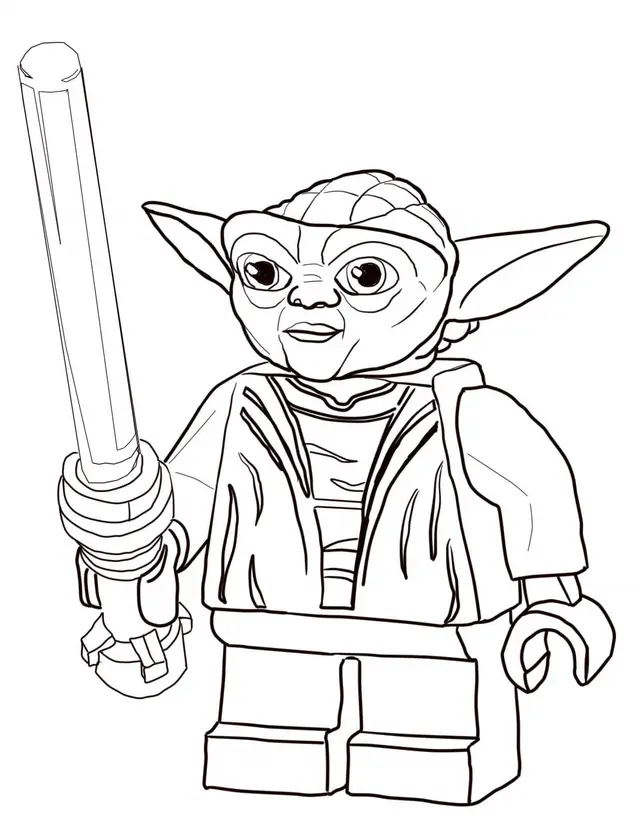 Coloriage Lego Star Wars Master Yoda - Star wars à imprimer