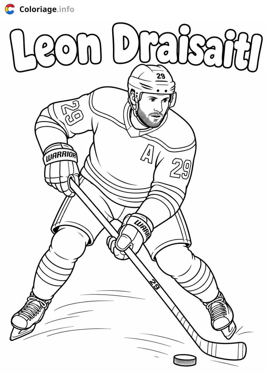 Dibujo de Leon Draisaitl jugador de hockey para colorear