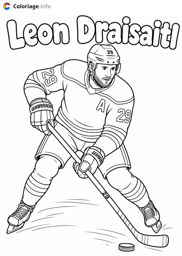 Coloriage Leon Draisaitl joueur de hockey - Hockey à imprimer