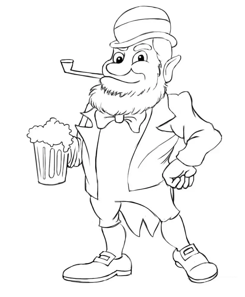 Coloriage Leprechaun With Beer Saint Patricks Day - Saint Patrick à imprimer