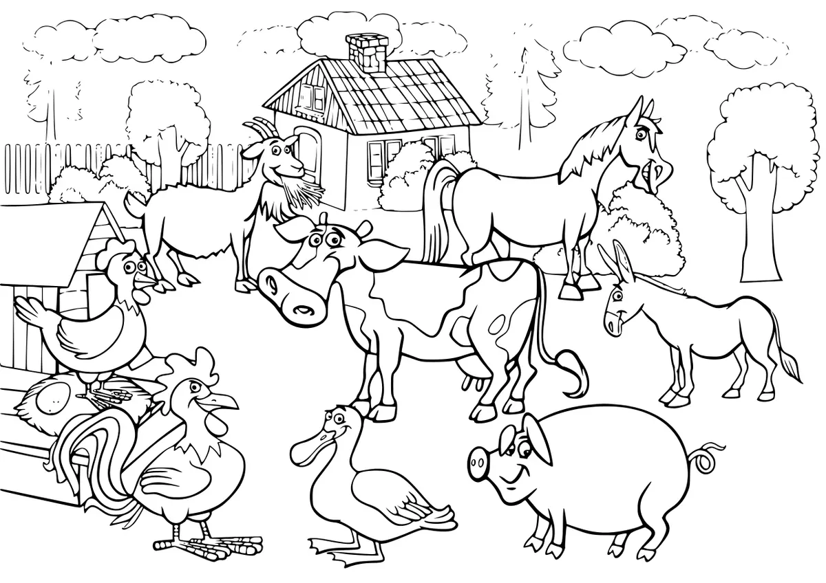 Farm Animals for Kids coloring page to print