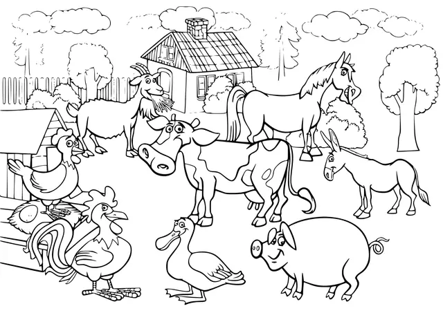 Farm Animals for Kids coloring page to print