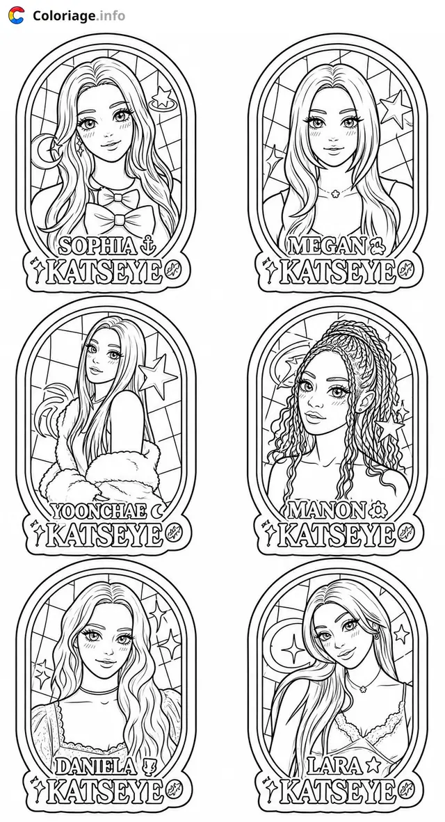 Coloriage Les filles Katseye Manon et Sophia - Katseye à imprimer