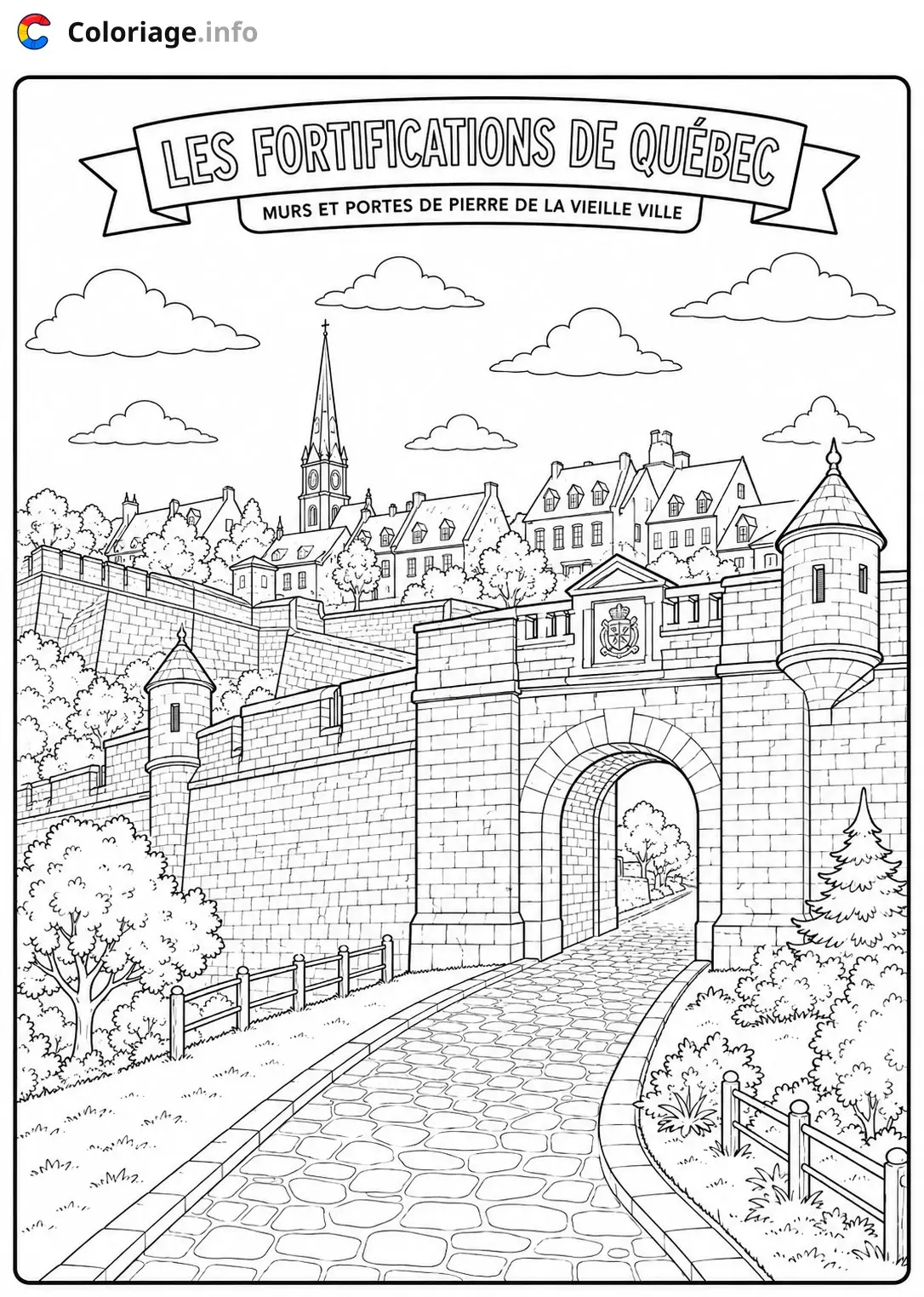 Coloriage Les Fortifications de Québec - Monuments à imprimer