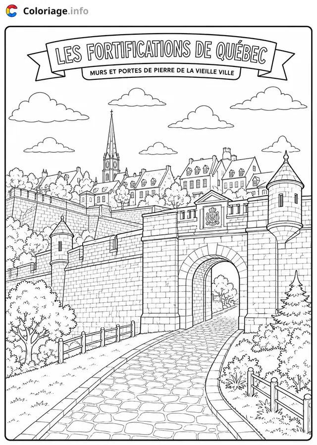 Coloriage Les Fortifications de Québec - Monuments à imprimer