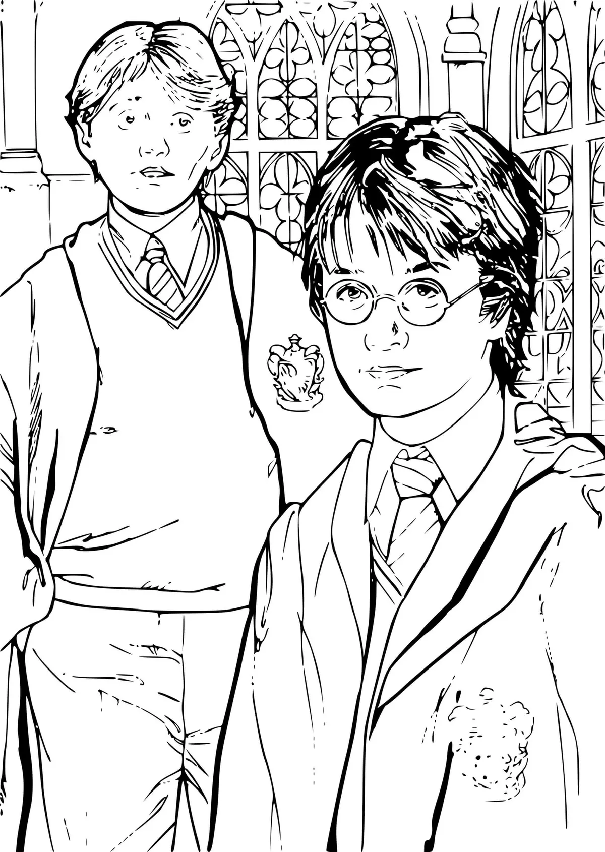 Coloriage Les Meilleurs Amis Harry Et Ron - Harry potter à imprimer