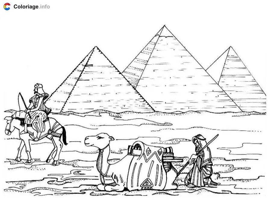 Egyptian Pyramids coloring page to print