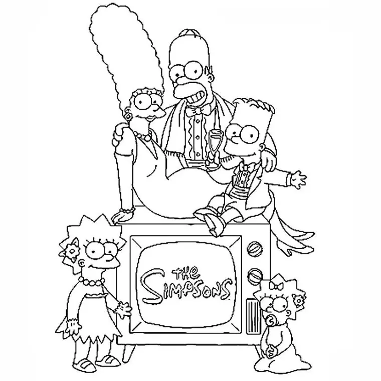 Coloriage Les Simpson En Famille - Simpson à imprimer