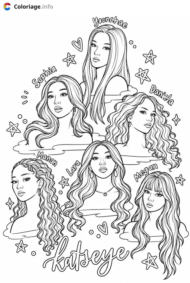 Coloriage Les six filles de Katseye manon - Katseye à imprimer