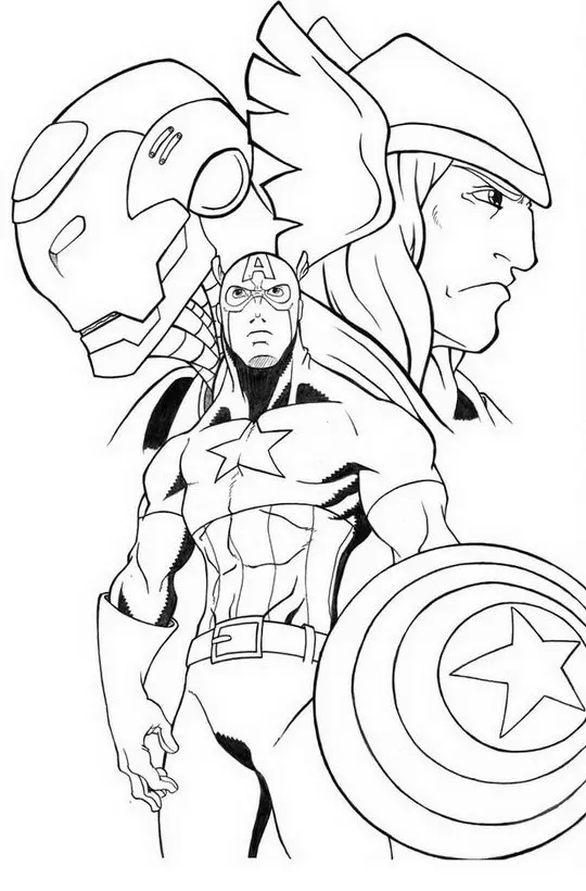 Coloriage Les Trois Avengers - Garçon à imprimer