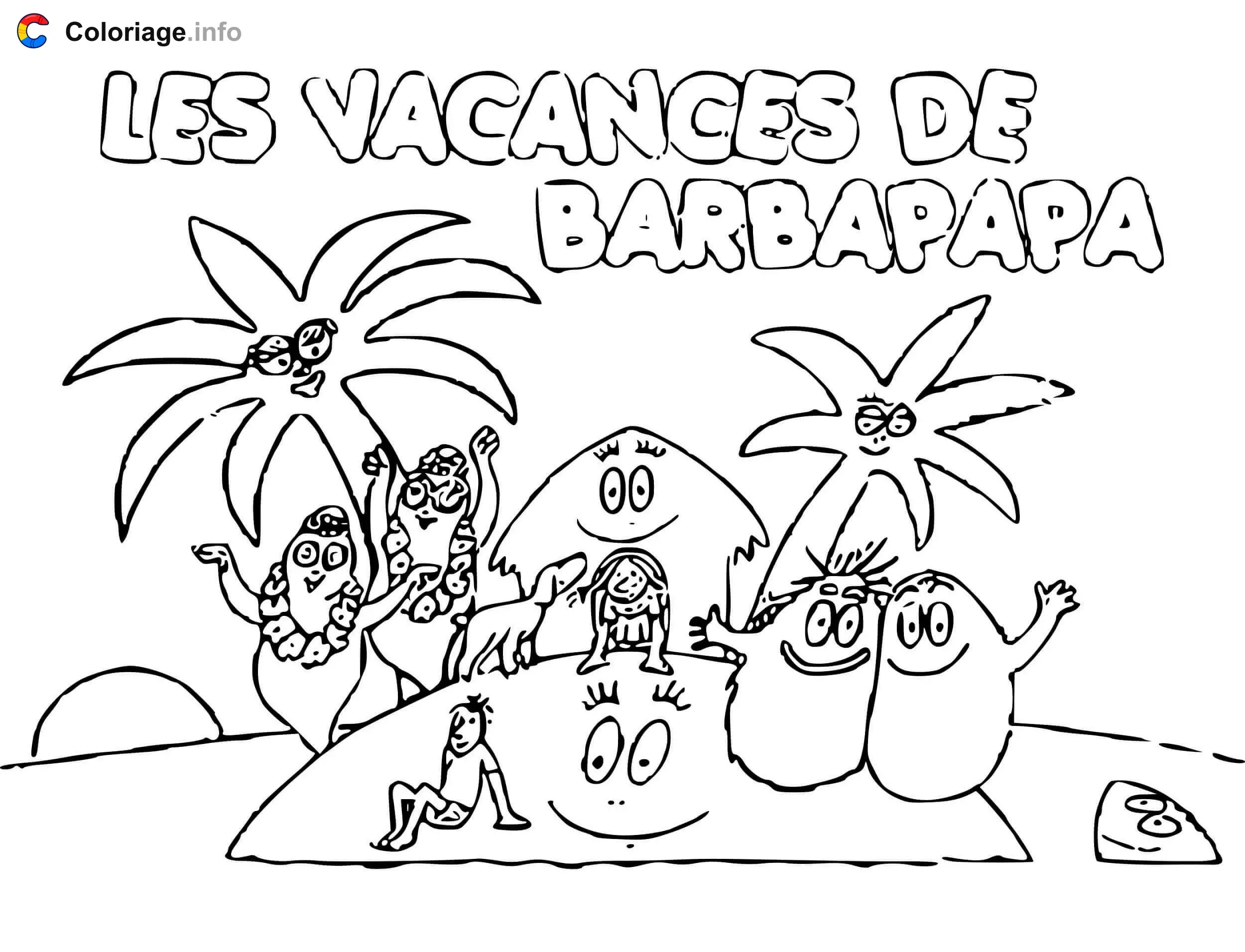 Barbapapa's Vacation coloring page to print