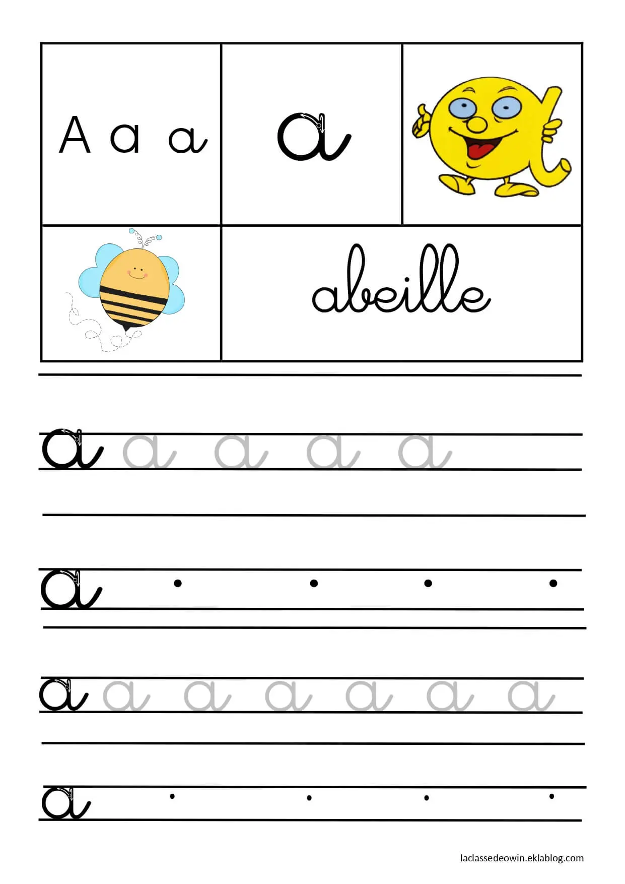 Coloriage Lettre A Pour Abeille Écriture Cursive Gs - Écriture cursive à imprimer