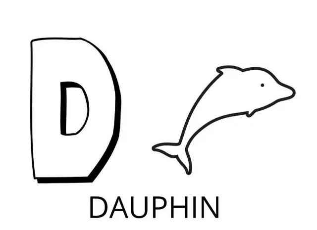 D Is for Dolphin coloring page to print
