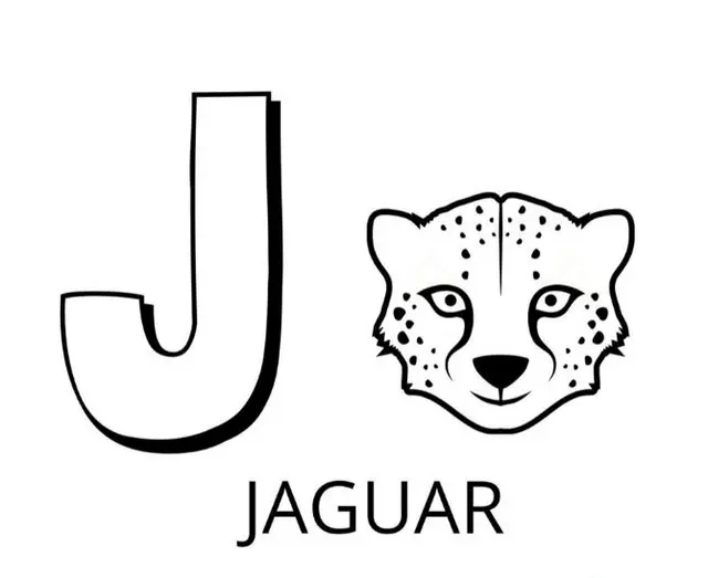Coloriage Lettre J Comme Jaguar - Alphabet des animaux à imprimer