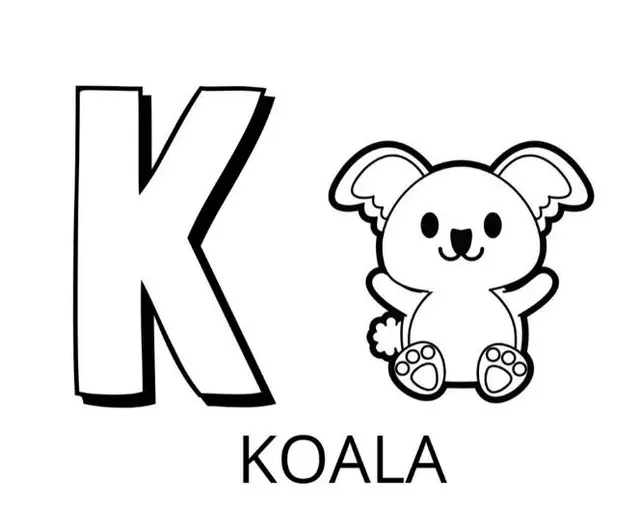 Coloriage Lettre K Comme Koala - Alphabet des animaux à imprimer
