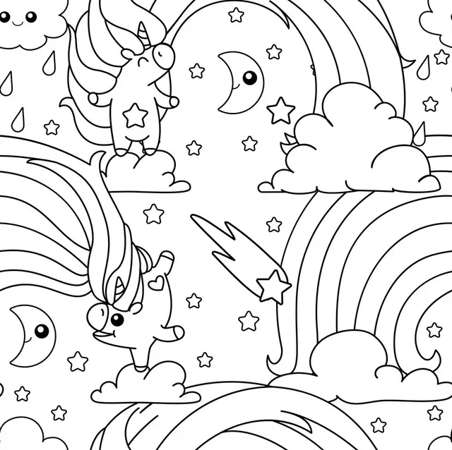 Coloriage Licorne Arc En Ciel Unicorn Pattern - Licorne à imprimer