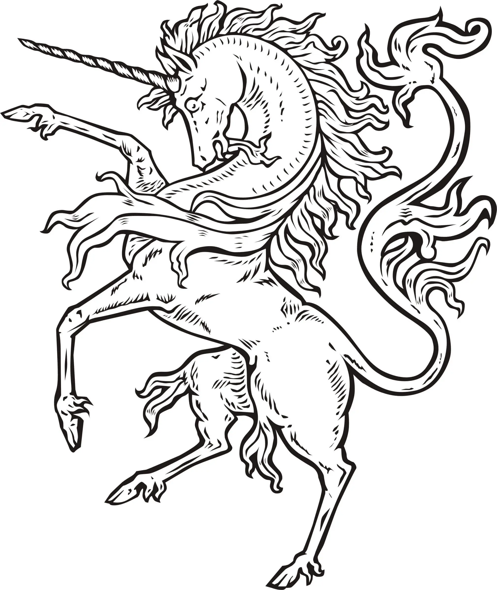 Coloriage Licorne Avec Flammes Par Marcosramoscelis - Licorne à imprimer