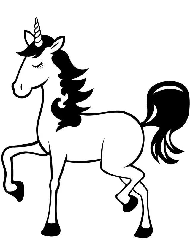 Coloriage Licorne Élégant Stylish - Licorne à imprimer