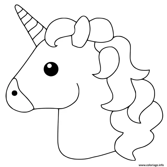Coloriage Licorne Emoji Kawaii - Licorne à imprimer