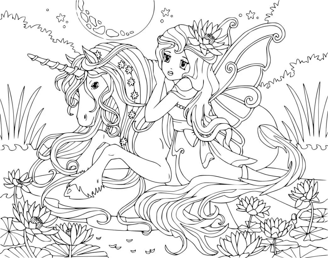 Coloriage Princesse licorne