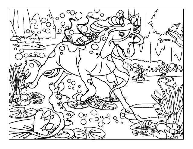 Coloriage Licorne fantastique aux cornes scintillantes - Licorne à imprimer
