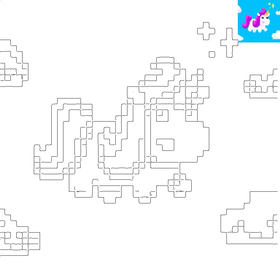 Disegno di Unicorno Kawaii in Pixel Art da stampare