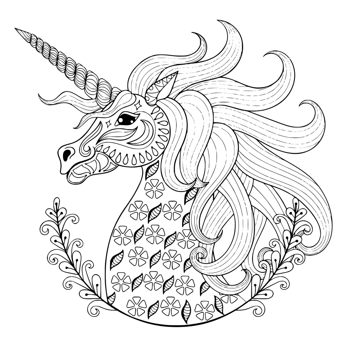 Disegno di Unicorno Magico per Adulti da stampare
