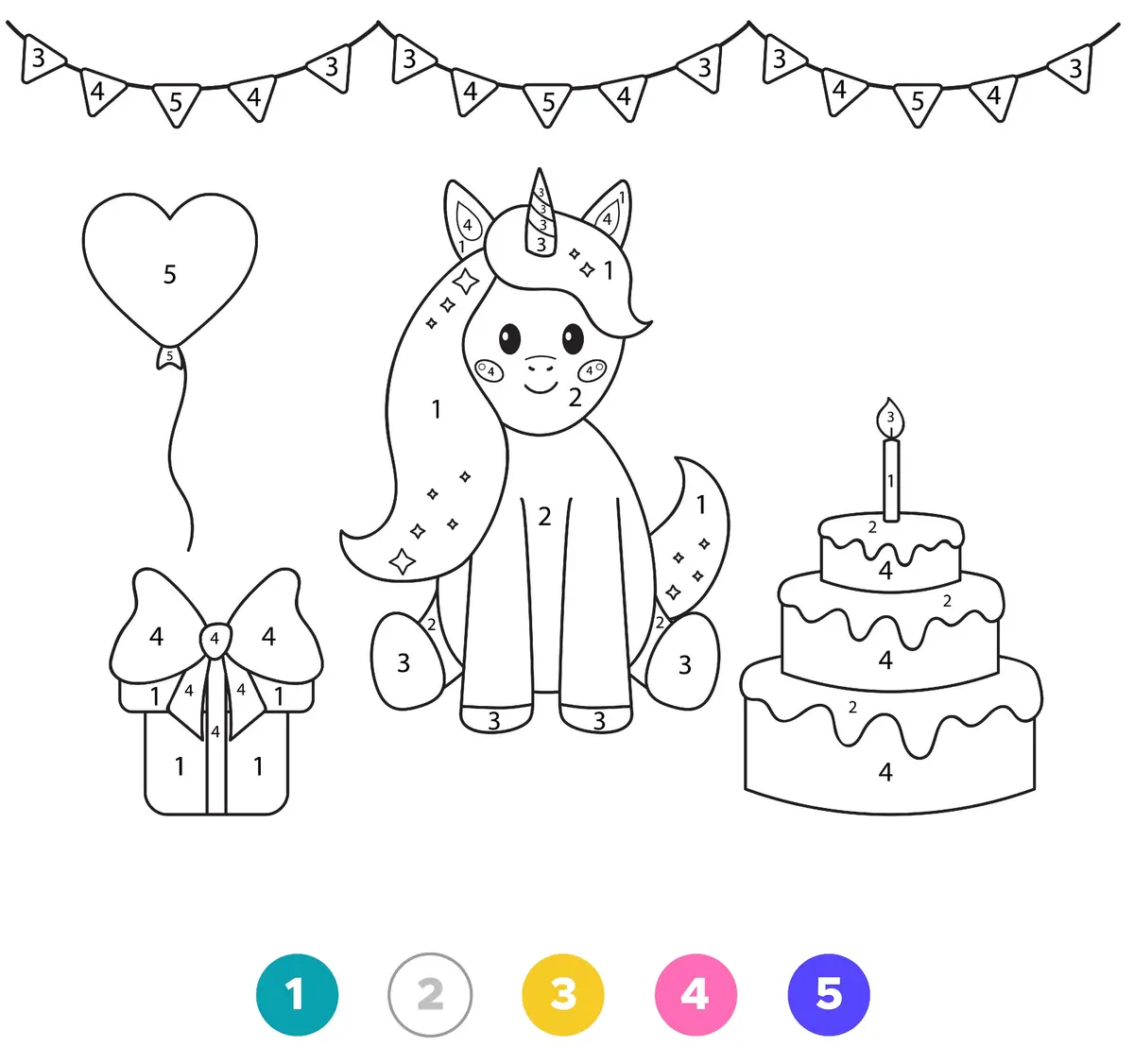 Disegno di Unicorno Magico – Torta, Regalo e Festa di Compleanno da stampare