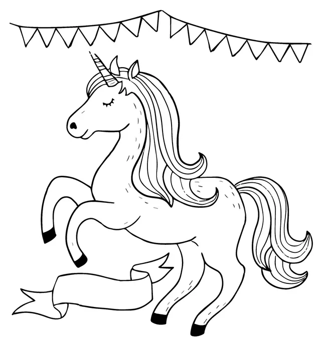 Coloriage Licorne Magique Célébration Fille - Licorne à imprimer