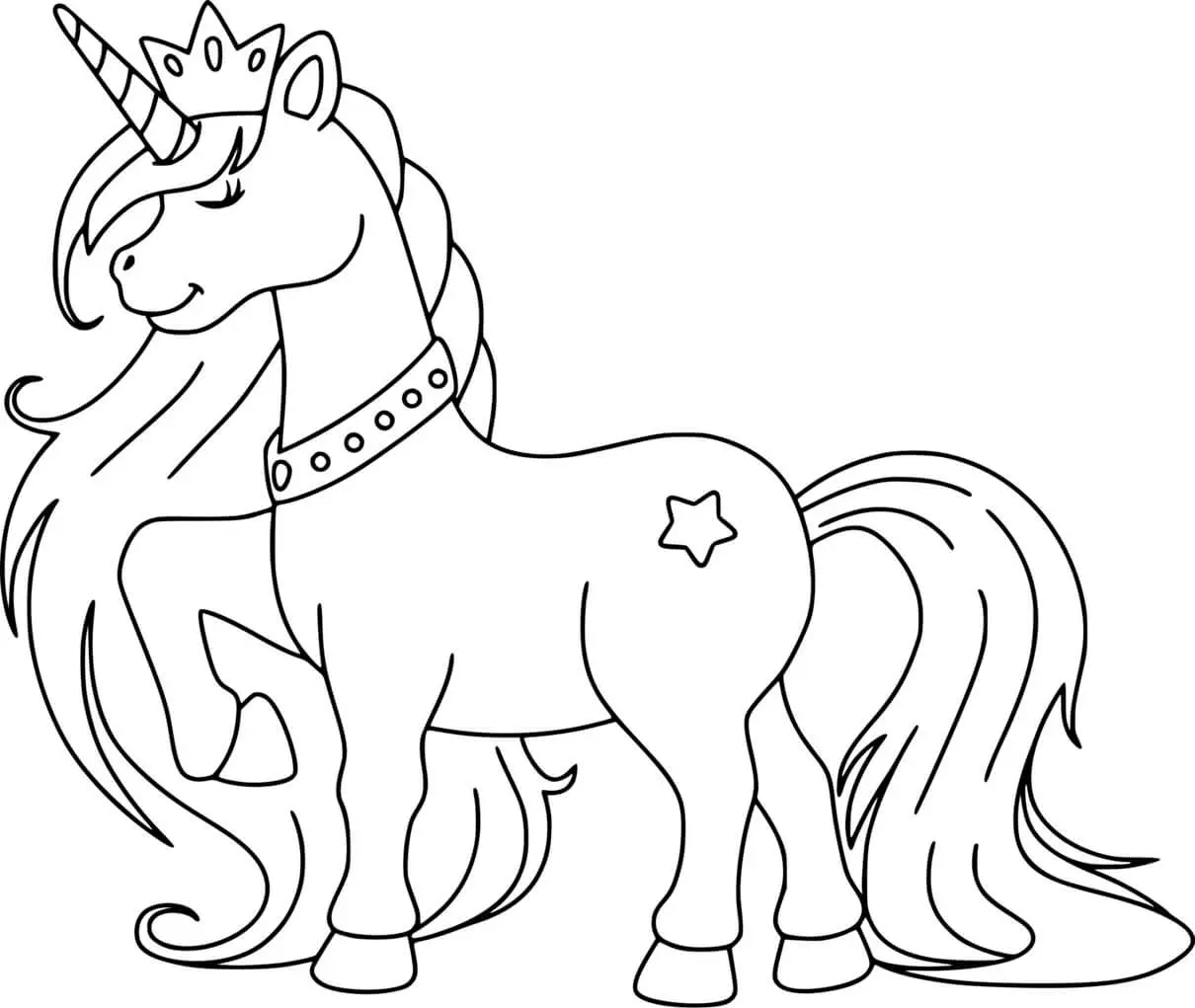 Coloriage Licorne Princesse Élégant - Princesse licorne à imprimer