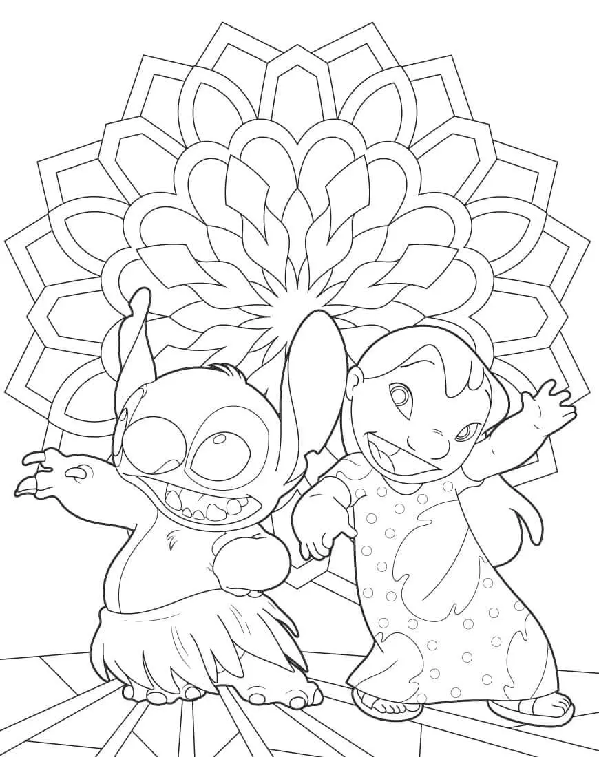 Lilo and Stitch Party Time coloring page to print