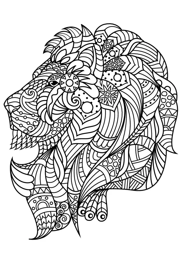 Coloriage Lion Adulte Zentangle Anti Stress - Lion à imprimer