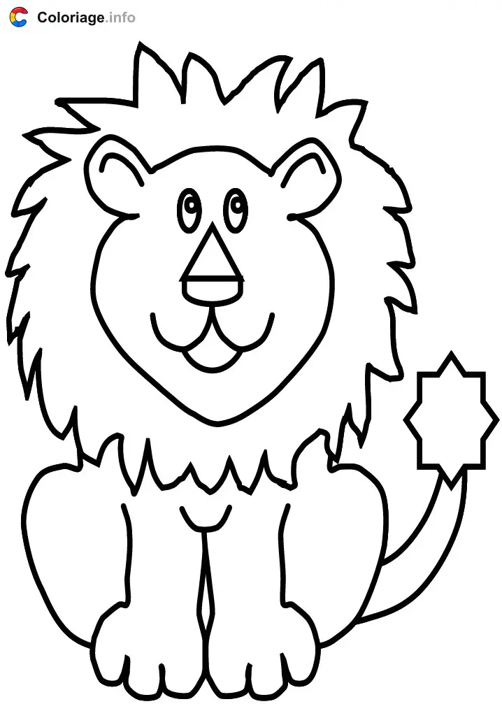 Coloriage Lion de face - Lion à imprimer