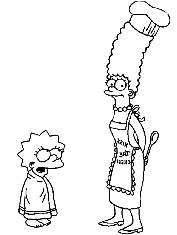 Coloriage Lisa Et Sa Mère Marge Marjorie Bouvier - Simpson à imprimer