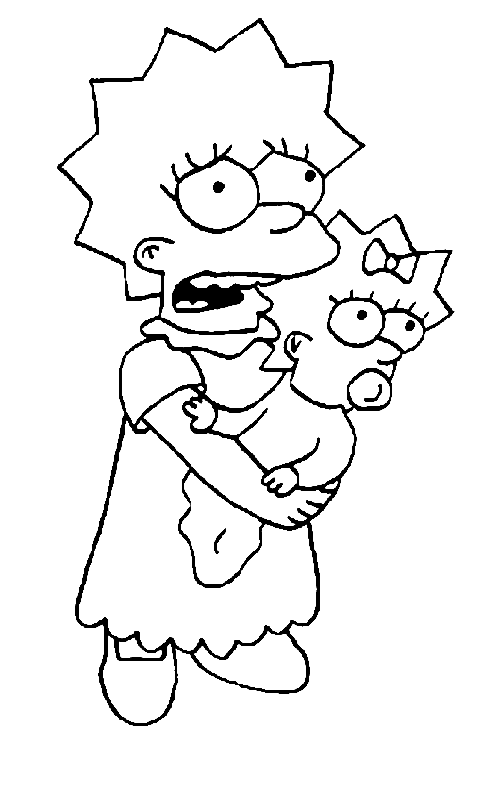 Coloriage Lisa Porte Maggie - Simpson à imprimer