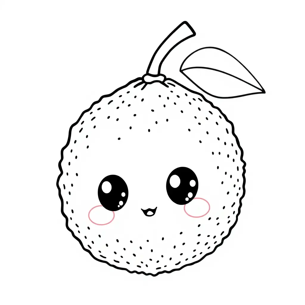 Coloriage Litchi Fruit Kawaii - Kawaii fruits à imprimer