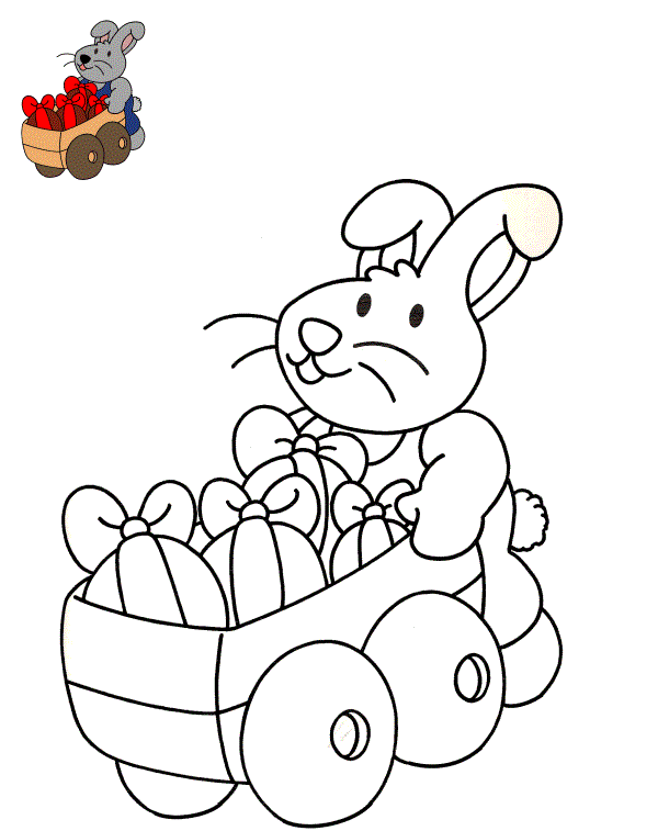Coloriage Livraison Œufs De Pâques - Lapin de Pâques à imprimer