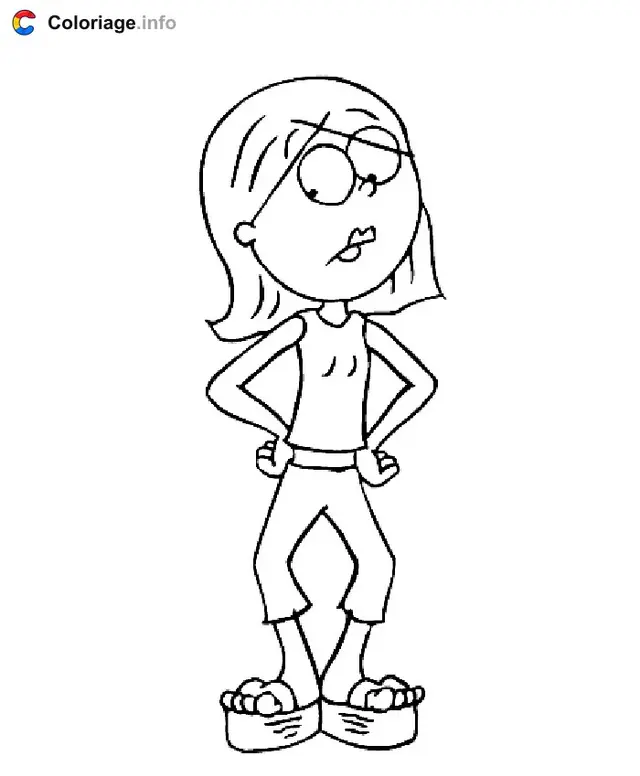 Desenho de Lizzie McGuire posando com confiança para colorir