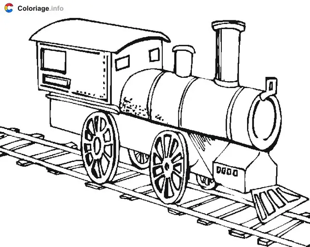 Coloriage Locomotive sur des rails - Train à imprimer