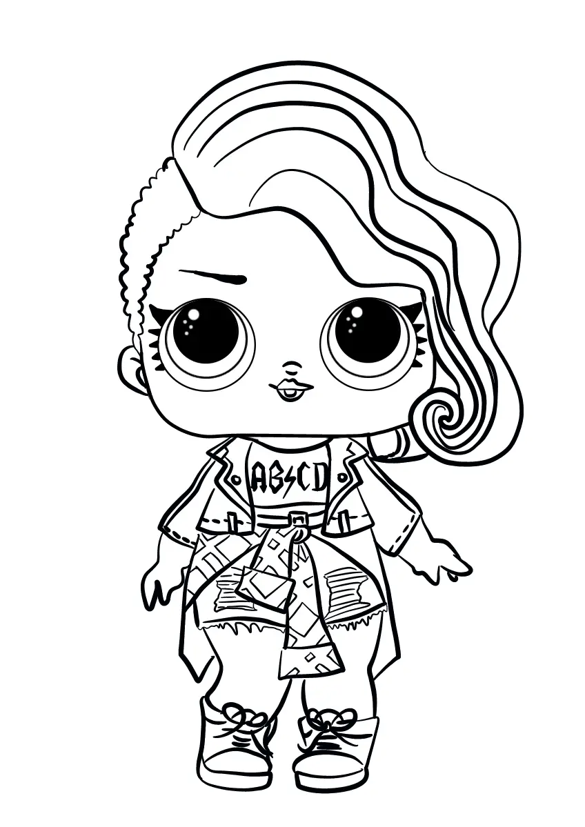 Coloriage Lol Surprise Doll Rocker - Poupée LOL Surprise Hair Goals à imprimer