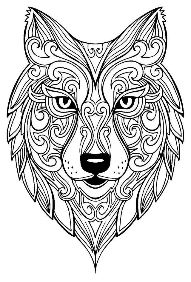 Coloriage Loup Adulte Animaux - Adulte animaux à imprimer