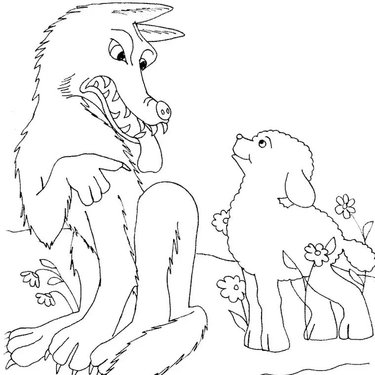 Coloriage Loup Et Agneau - Animaux à imprimer